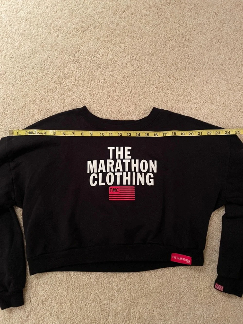 The Marathon Clothing Black Cropped Crewneck with White Logo - Picture 8 of 8
